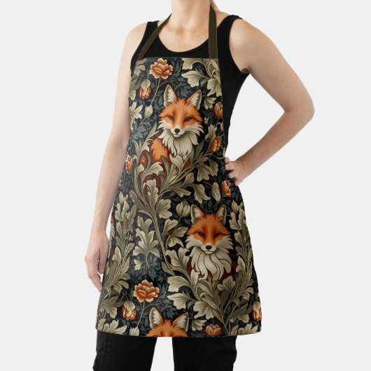 エレガントキツネウィリアム・モリスインスパイアパターン エプロン (インサイチュ)
