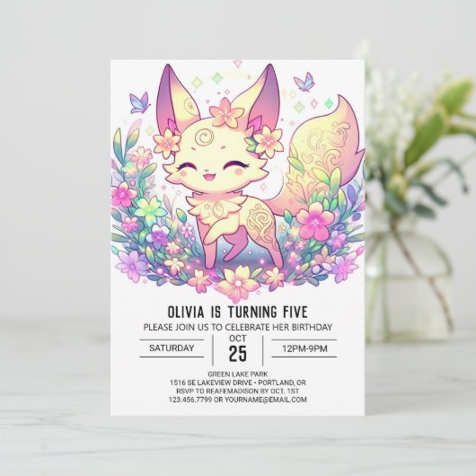 エレガントキツネデジタル誕生日 招待状 (スタンド正面)