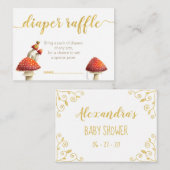 エレガントキノコ&ビー金ゴールドホイルおむつラッフル エンクロージャーカード (正面/裏面)