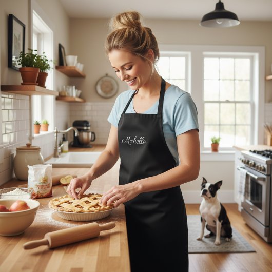 エレガントキュラシースクリプト名Michelle Long Black エプロン