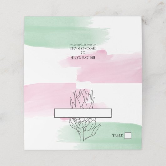 エレガントキングプロテア水結婚色の座席表 プレイスカード (外部開封)