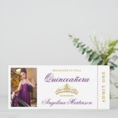 エレガントキンセアニェラフォトパープルと金ゴールドチケット 招待状 (スタンド正面)