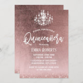 エレガントキンセアニェラモダンバラ金ゴールド15誕生日 招待状 (正面/裏面)