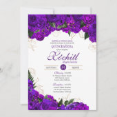 エレガントキンセアニェラ紫王室の金ゴールドバラフローラ 招待状 (正面)