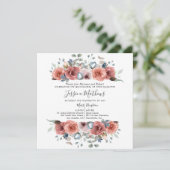 エレガントキンセアニェラ、赤面、ほこりっぽいブルーフローラ 招待状 (スタンド正面)