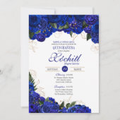 エレガントキンセアニェラ – 青王室の金ゴールドバラフローラ 招待状 (正面)