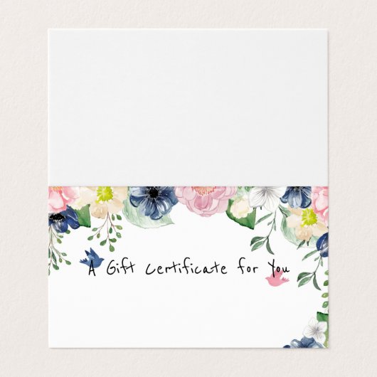 エレガントギフト証明書の青いフローラ – ロゴの追加 名刺 (外部フラット)