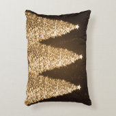 エレガントクきらめくリスマスの木の金ゴールド アクセントクッション (正面(垂直))