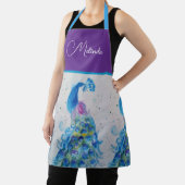 エレガントクジャク水色ブルー絵を描ズ エプロン (インサイチュ)