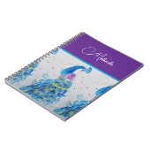 エレガントクジャク水色ブルー絵を描ズ ノートブック (左側)