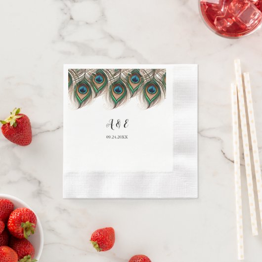 エレガントクジャク結婚羽ナプキン 縁ありカクテルナプキン (インサイチュ)