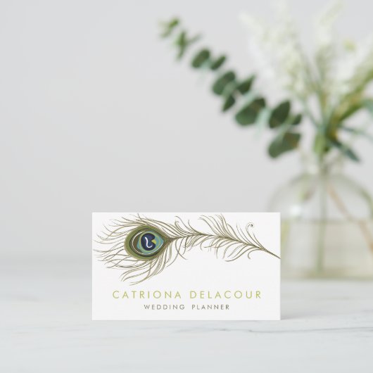 エレガントクジャク羽スタイリッシュ名刺 名刺 (スタンド正面)