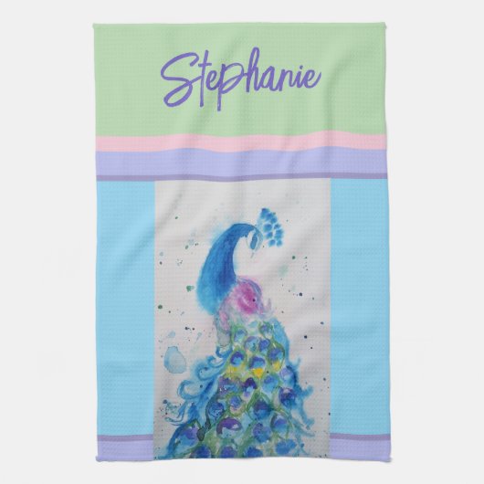 エレガントクジャックウォーターカラーウォンズパステルカラー キッチンタオル (縦)