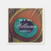 エレガントクッカスタムク羽シック結婚式 スタンダードカクテルナプキン (正面)