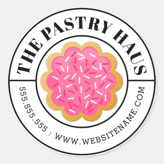 エレガントクッキーと曲線文字 ラウンドシール (正面)