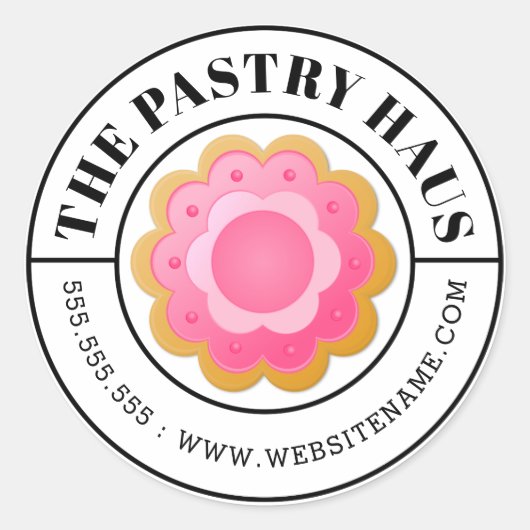 エレガントクッキーと曲線文字 ラウンドシール (正面)