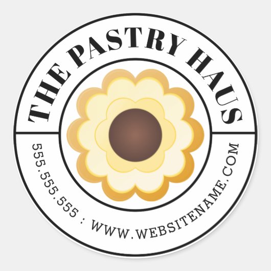 エレガントクッキーと曲線文字 ラウンドシール (正面)