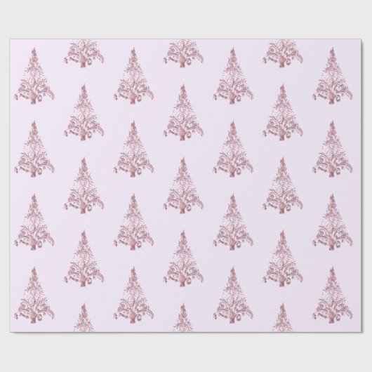 エレガントクモダンリスマスの木の模様ライトピンク ラッピングペーパー (フラット)