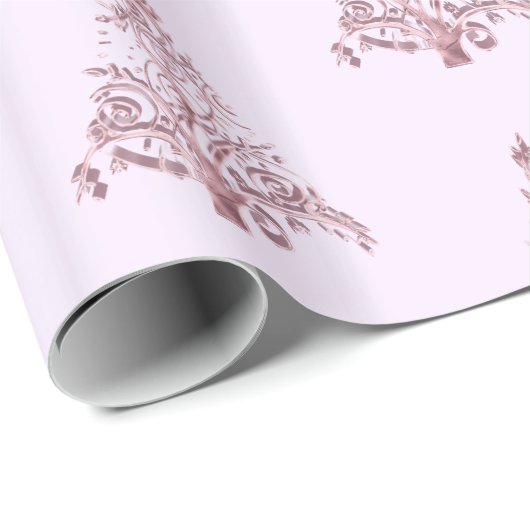 エレガントクモダンリスマスの木の模様ライトピンク ラッピングペーパー (ロールコーナー)