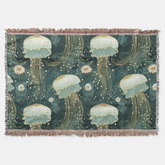 エレガントクラゲ模様 – 名前をカスタムする スローブランケット (正面)