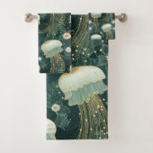 エレガントクラゲ模様 – 名前をカスタムする バスタオルセット (インサイチュ)