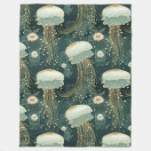 エレガントクラゲ模様 – 名前をカスタムする フリースブランケット (正面)