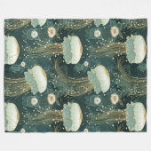 エレガントクラゲ模様 – 名前をカスタムする フリースブランケット (正面(横))