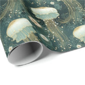 エレガントクラゲ模様 – 名前をカスタムする ラッピングペーパー (ロールコーナー)