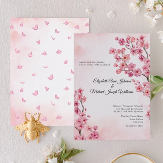 エレガントクラシックさくらんぼフローラ結婚ズ 招待状