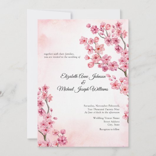 エレガントクラシックさくらんぼフローラ結婚ズ 招待状 (正面)