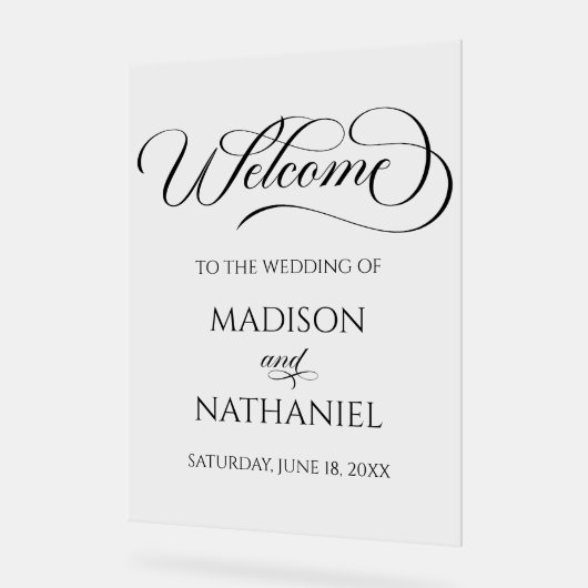 エレガントクラシックなウェディングアクリルウェルカムサイン アクリルサイン (傾斜)