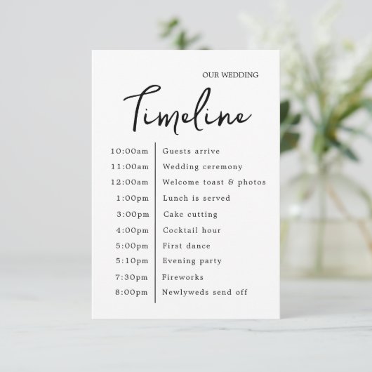 エレガントクラシックなウェディングタイムラインの追加 エンクロージャーカード (スタンド正面)