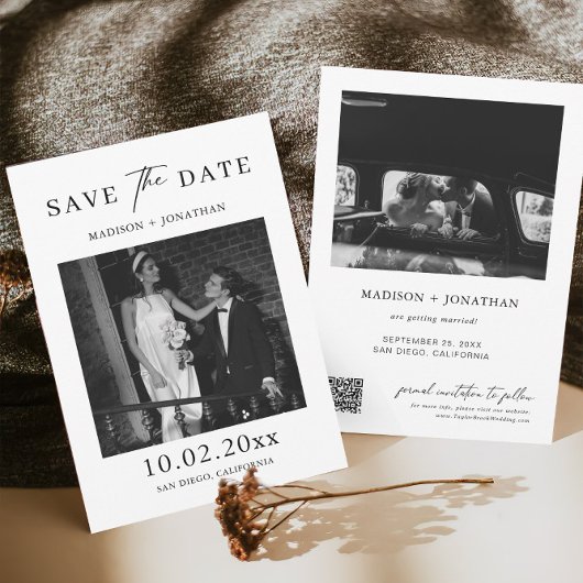 エレガントクラシックなウェディング日付の写真を保存 招待状