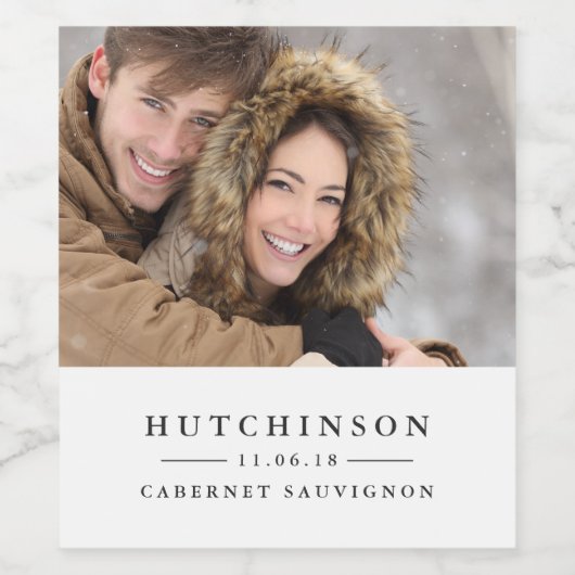 エレガントクラシックな結婚式の好意フォトワインラベル ワインラベル (シングルラベル)