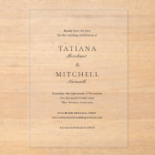 エレガントクラシックな結婚式の日付を保存 アクリル招待状 (正面)