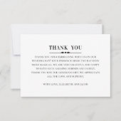 エレガントクラシックな結婚式。黒シンプル白 サンキューカード (正面)