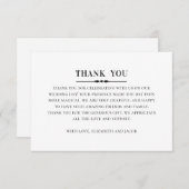エレガントクラシックな結婚式。黒シンプル白 サンキューカード (正面/裏面)