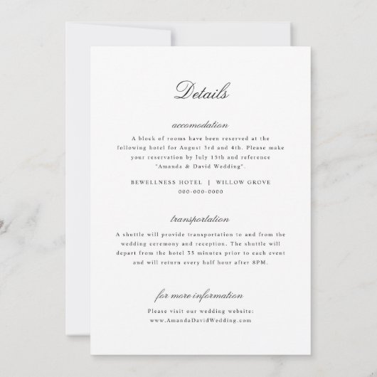 エレガントクラシックのミニマ結婚リスト 招待状 (裏面)