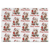 エレガントクラシックの水の色サンタトナカイholly ラージペーパーバッグ (正面)