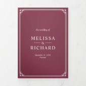 エレガントクラシックほこりっぽいピンクモノグラム結婚ズ 三つ折り招待状 (カバー)