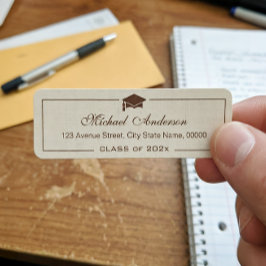 エレガントクラシックアイボリーリネン卒業卒業生 ラベル