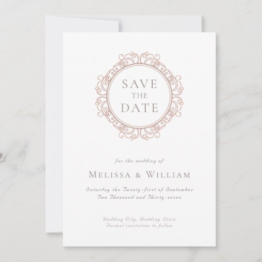 エレガントクラシックアイボリー結婚ズ セーブザデート (正面)