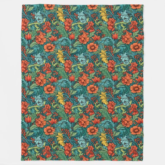 エレガントクラシックアーツ&クラフツアイコニックMorrisデザイン フリースブランケット (正面)