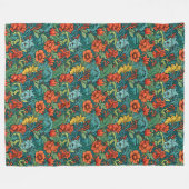 エレガントクラシックアーツ&クラフツアイコニックMorrisデザイン フリースブランケット (正面(横))