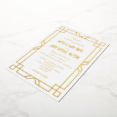 エレガントクラシックアールデコシンプルFrameWhite金ゴールド 箔招待状 (回転した状態)