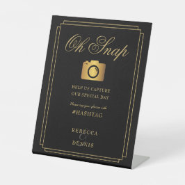 エレガントクラシックアールデコブラックと金ゴールドOhスナップ 台座サイン