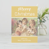 エレガントクラシックイエローメリークリスマスフォトカード シーズンカード (スタンド正面)