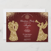 エレガントクラシックエンジェルクリスマスディナーパーティー 招待状 (正面)