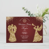 エレガントクラシックエンジェルクリスマスディナーパーティー 招待状 (スタンド正面)