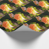 エレガントクラシックオレンジ桃バラフローラ ラッピングペーパー (角)